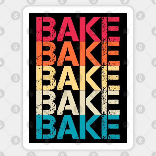 Bake Retro Vintage Distressed Repeated Text Gift Magnet by Inspire Enclave